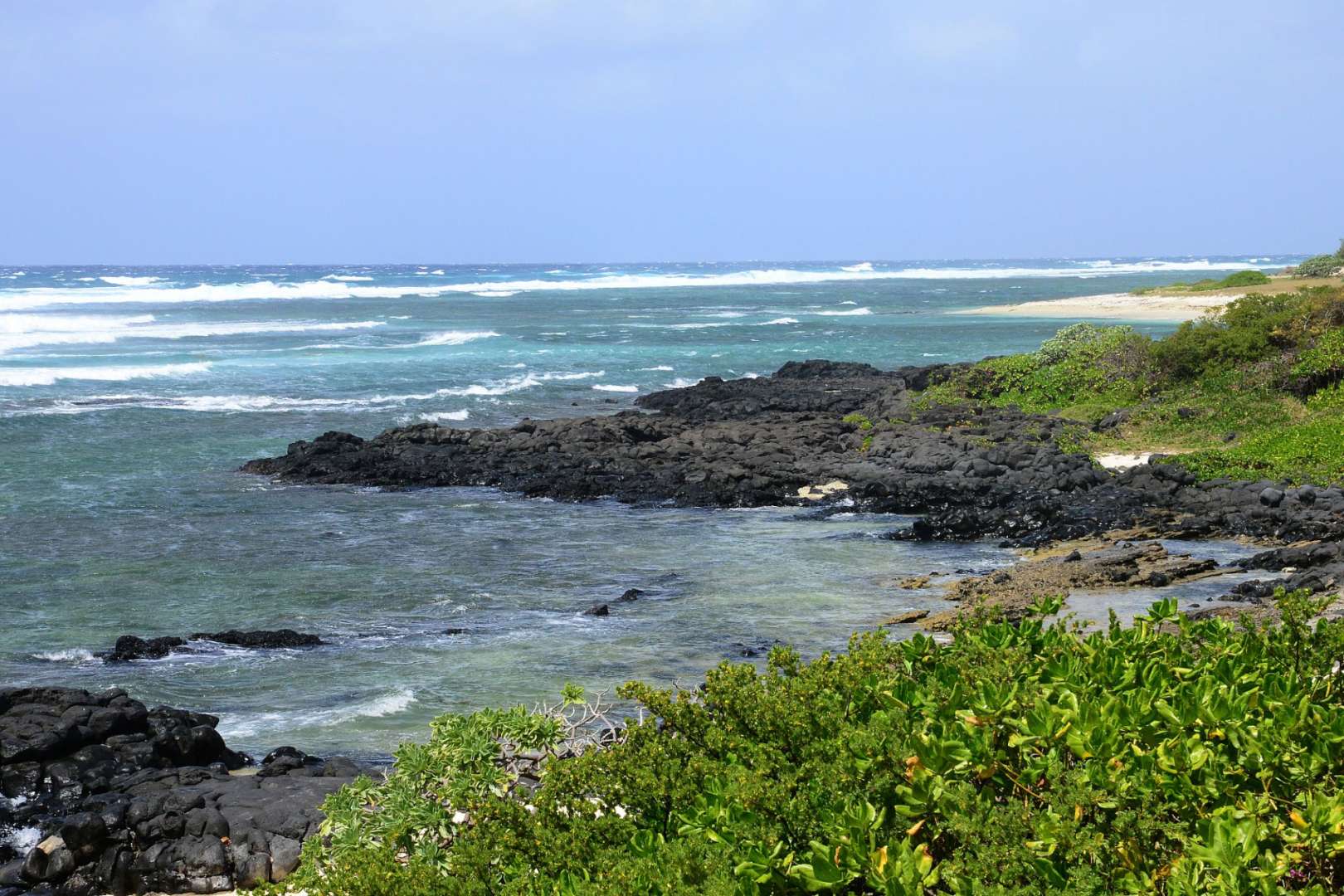 Lavafelsen säumen die Küste: Roches Noires