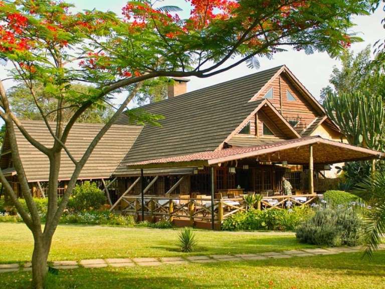 Schattige Lodge am Fuße des Kilimandscharo