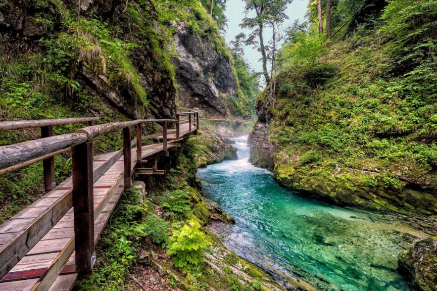 Auf Holzstegen durch die Schlucht: Vintgar-Klamm
