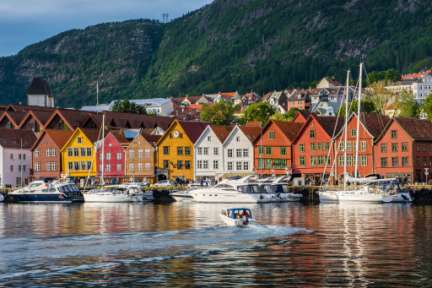 Aussicht auf historische Gebäude: Bergen