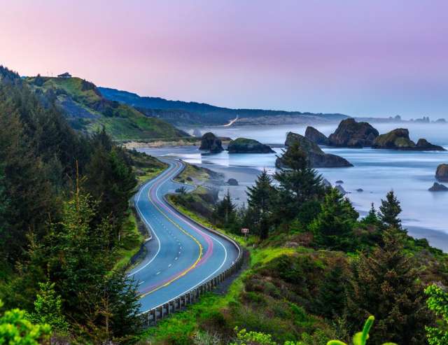 einsam und romantisch: Küstenstraße 101 in Oregon