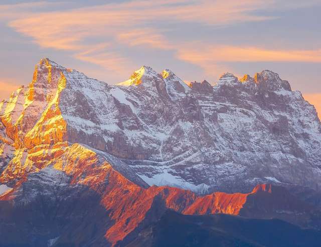 Panoramasicht auf den Dents du Midi in den Schweizer Alpen