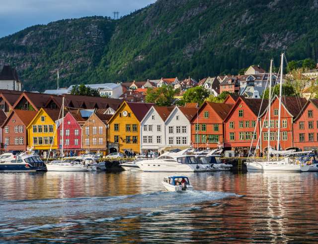 Aussicht auf historische Gebäude: Bergen