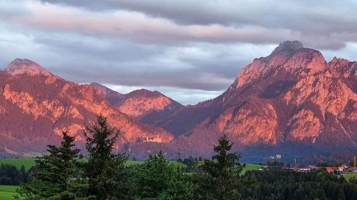 Alpenglühen in Hopfen am See