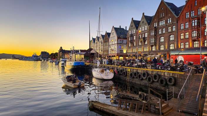 Abendstimmung am Hafen in Bergen, Norwegen