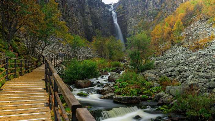 Weg zum Njupeskär Wasserfall, Fulufjällets NP, Schweden