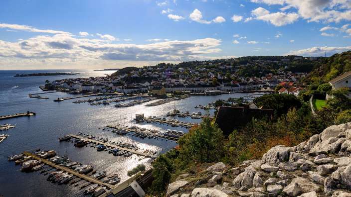 Hafenstadt Risør, Norwegen