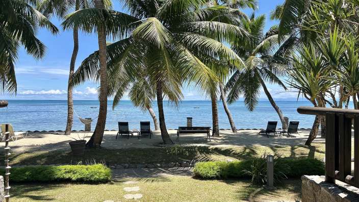 Zimmerausblick auf Praslin -Coco de Mer Hotel