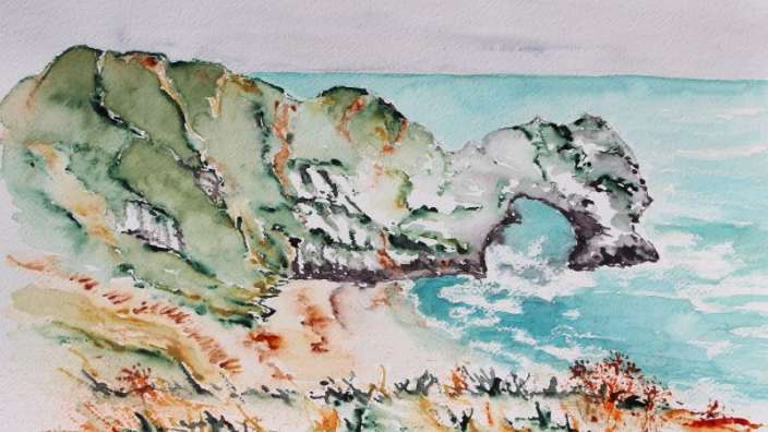 Durdle Door - Aquarell von Petra Wündisch