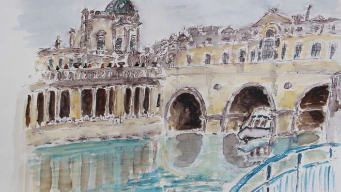 Bath - Pulteney Bridge - Aquarell von Petra Wündisch