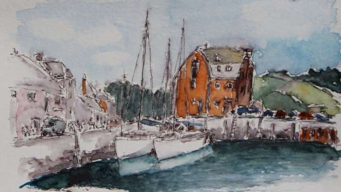 Padstow - Hafen - Aquarell von Petra Wündisch