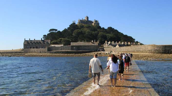 Der Weg nach St. Michael´s Mount ist nur bei Ebbe nutzbar