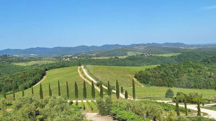 Zimmerblick auf einem Weingut in Chianti