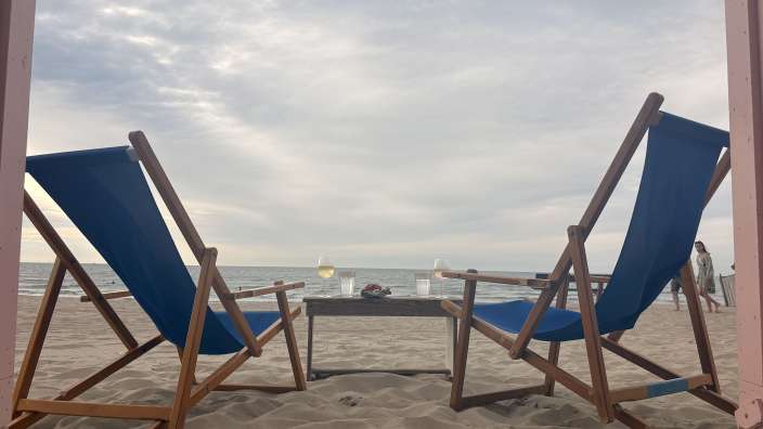 Abend in der Strandkabine